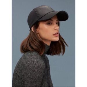 Aritzia Wilfred Faux Leather Baseball Cap Black
